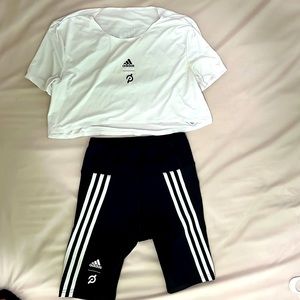 Adidas Peloton Outfit Bundle Small crop top and biker shorts